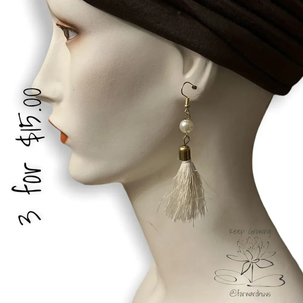 Bundle Sale 3 for $15 | Gold Tone Faux Pearl | Tassel Earrings